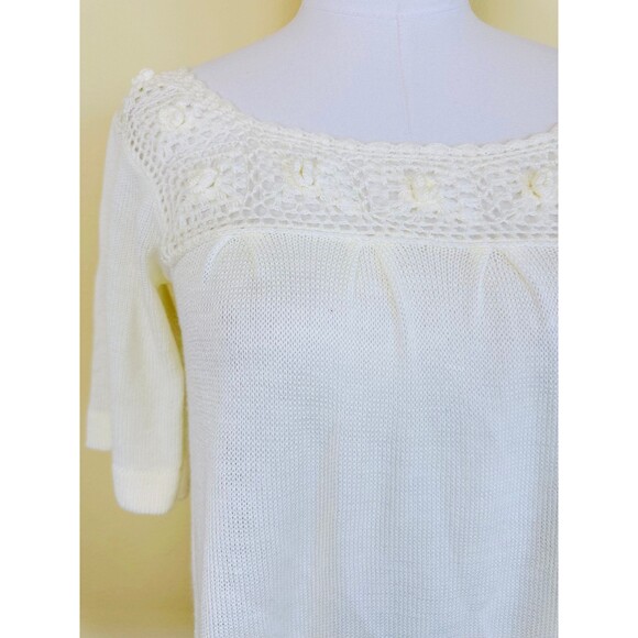 1970s Vintage Arpeja Acrylic Rosette Top / 70s Organically Grown Crochet  Medium - Picture 6 of 6